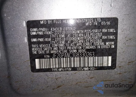 2016 Subaru Crosstrek 2.0I Limited из США, поврежденный, VIN JF2GPANC3G8330263